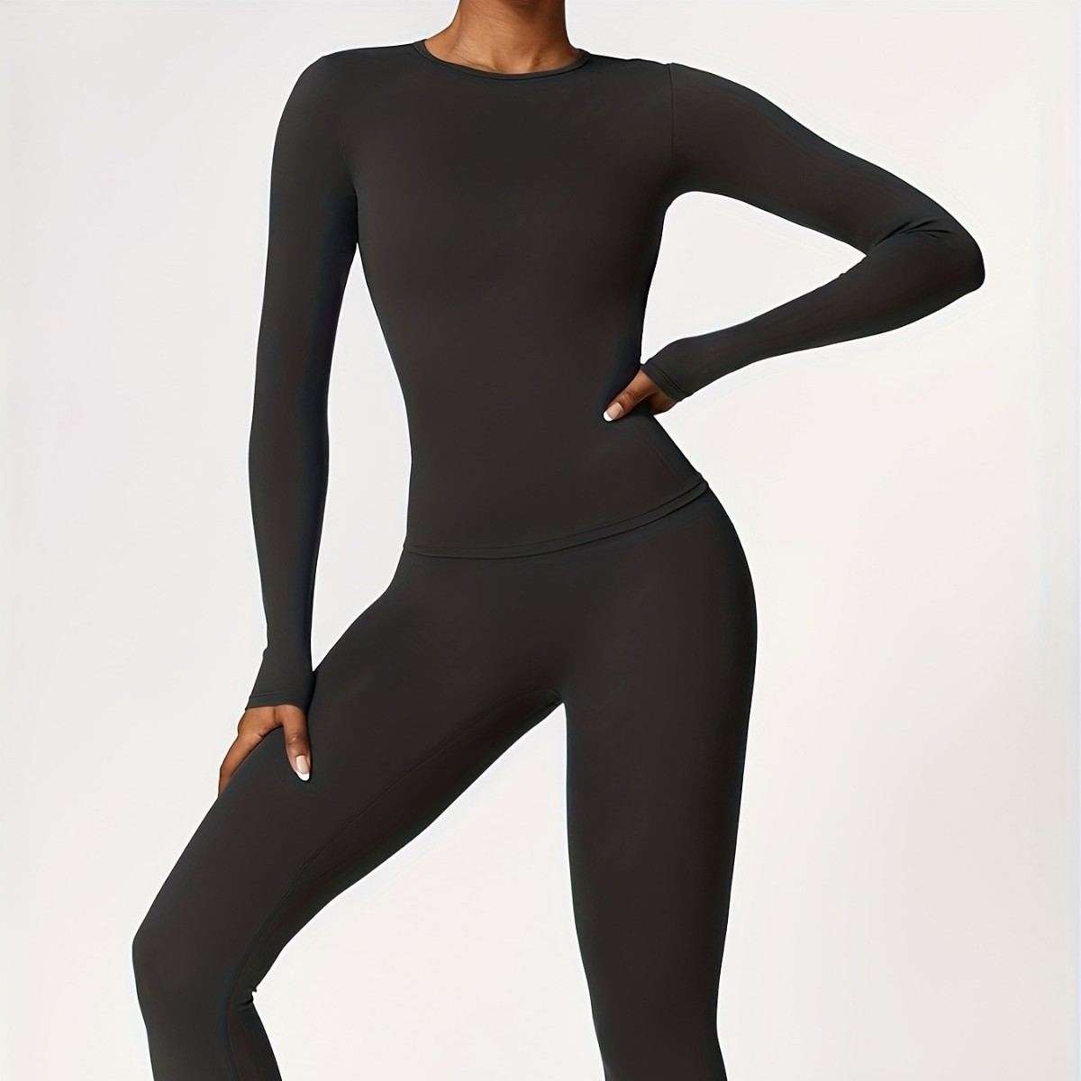 Fitness Yoga - بدلة يوجا ضيقة ذات أكمام طويلة