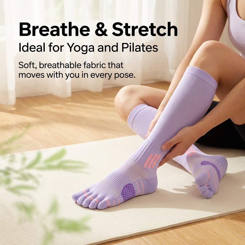 1/6 أزواج من الجوارب الطويلة ا - مراجعة Fitness Yoga وسعره